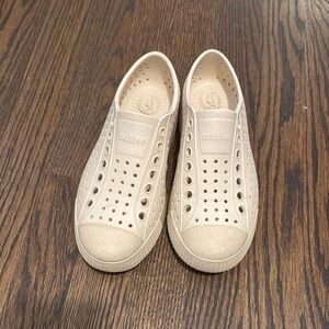 Native Cream Slip-On Sneakers with Perforated Design